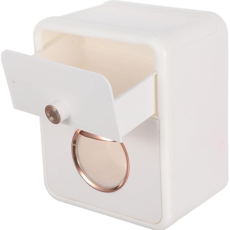Porte-Papier Toilette Mural avec Tiroir de Rangement et Étagère Blanc en Abs et PC, Design Minimaliste Élégant Dévidoir Papier Toilette Imperméable pour Salle de Bain (1/5)