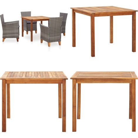 5-tlg. Garten-Essgruppe Poly Rattan und Massivholz Akazie Grau - Outdoor-Essgruppe - Gartenmöbel - Esszimmergarnitur - Rattan Gartenmöbel - Akazientisch - Home & Living (1/5)