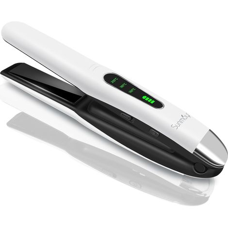 Lisseur Sans Fil 2 en 1, Lisseur Boucleur Cheveux en Titane, Mini Fer a Lisser de Voyage USB Rechargeable 5000 mAh, Chauffe Rapide, 3 Niveaux de Température (1/5)