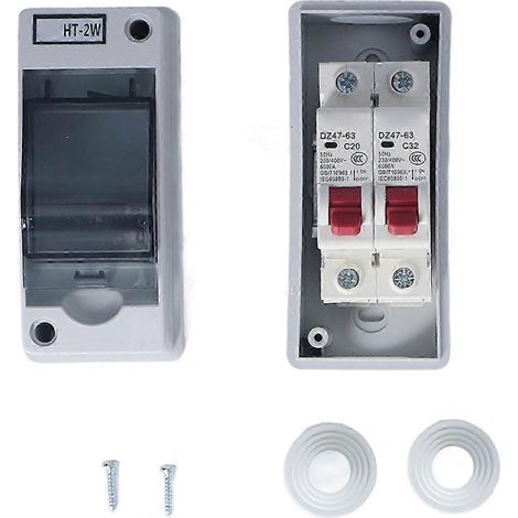 Boîte de Distribution IP65 Étanche 2 Circuits, Coffret Modulaire Antidéflagrant avec Disjoncteur Type C 20A/32A, Usage Extérieur Résistant aux Flammes (1/5)