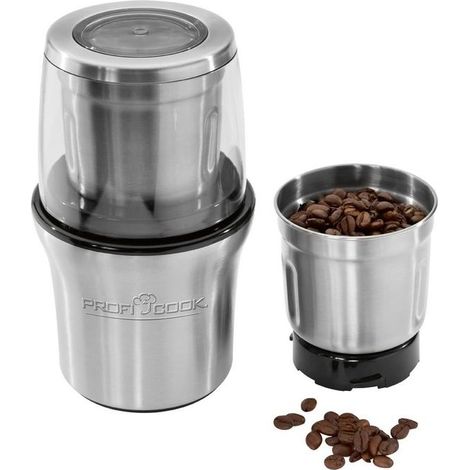ProfiCook PC-KSW 1021 Macinacaffè elettrico + macinino multiuso, 200 W, 85 grammi, acciaio inossidabile/nero
