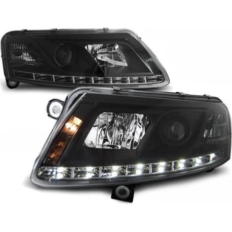 Paire de feux phares Audi A6 C6 de 2004 a 2008 Daylight DRL led Xenon noir-27361073