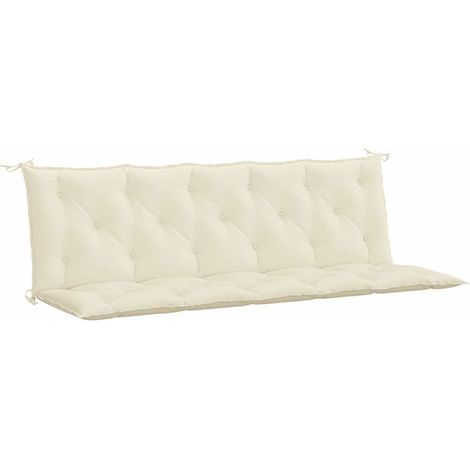Cojín de banco jardín tela Oxford blanco crema 180x(50+50)x7 cm vidaXL