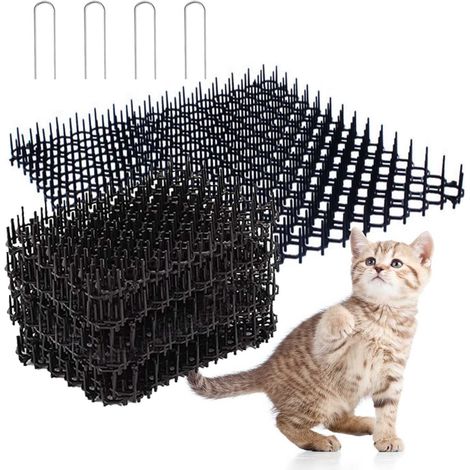 Repulsif Chat Exterieur, 12 Pièces Repulsif Chat, Noire Repulsif Chat Interieur, Plastique Répulsif Chat, Répulsif Chat Extérieur, Pic Anti Chat Convient pour l'intérieur et l'extérieur (1/4)
