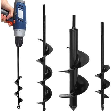 Auger Set of 4 4 x 42 cm / 8 x 30 cm / 4 x 22 cm Garden Drill Bits with Garden Gloves for Cordless Screwdriver, Drill, Plant Drill, Heavy Load, Planter, Snail (1/5)