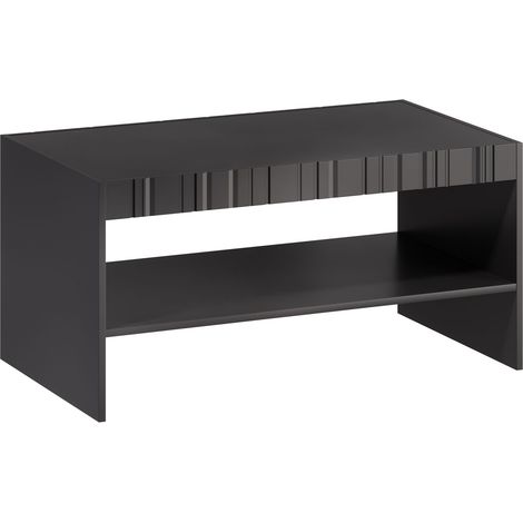 Mesa de centro Evavese 107, Negro, 50x57x100cm, Diámetro: 0, Aglomerado laminado, Angular