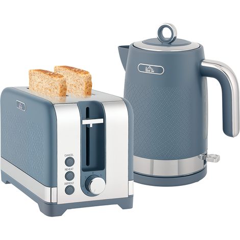 Sleek Textured Kettle Toaster Set - Blue (1/5)
