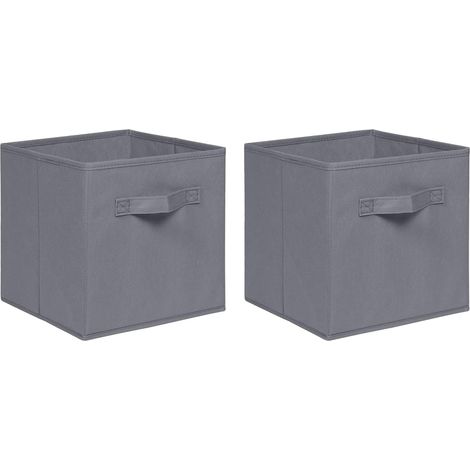 Foldable Storage Boxes,Non-Woven Fabric Storage Box Set,Storage Drawers for Cube Storage Unit,26.5x26.5x28 cm (Grey, Set of 2)