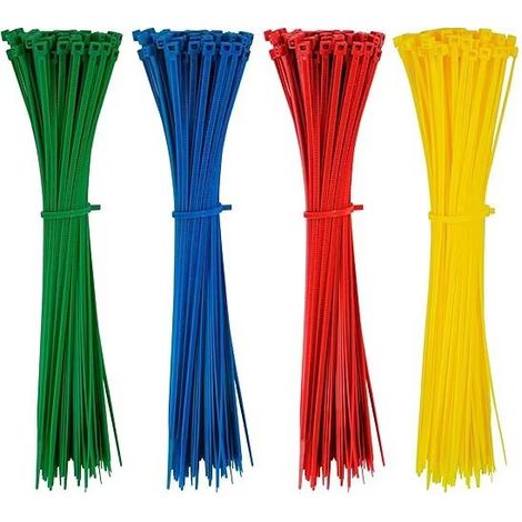 500 Pièces Attache Cable Plastique Colorées 200mm x 2,8 mm Collier de Serrage Serre Câbles en Électriques Nylon Autobloquantes pour Cable Management Jardinage (1/3)