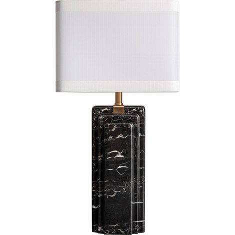 Lampe de Table Design Art Déco en Marbre Noir - Noir Marbre avec Nuances Blanc Doré (1/3)