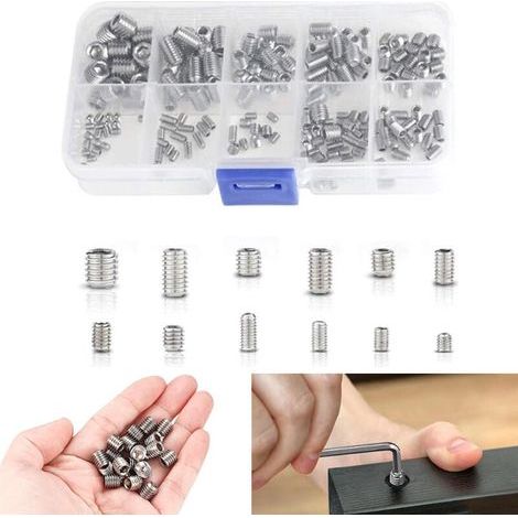 200Pcs Vis Allen Acier Inoxydable Vis Sans Vis de pression Tête Hexagonale Set Métriques Accessoires Métalliques Professionnelles M3 M4 M5 M6 M8 Avec Boîte en PP Vis à Tête Hexagonale (1/5)