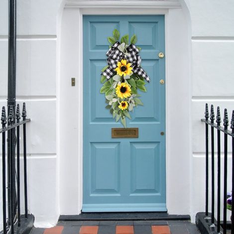 Guirlande En Forme De Larme - Guirlande Porte D'Entrée Avec Fleur De Tournesol - Décor Intérieur Extérieur Pour Porche Et Fenêtre - 1 Pièce (1/5)