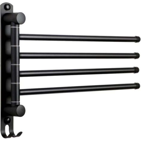 BARKBUSTERS Porte-Serviettes Salle de Bain avec 4 Barres 180°Rotatives Sèche-Serviettes en Acier Inoxydable SUS304 Porte Serviette Murale pour Cuisine Lavabo- Noir (1/4)