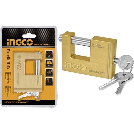 Lucchetto rettangolare ottone massiccio cilindro acciaio 3 chiavi sicurezza lunghezza 60 mm - confezione 1