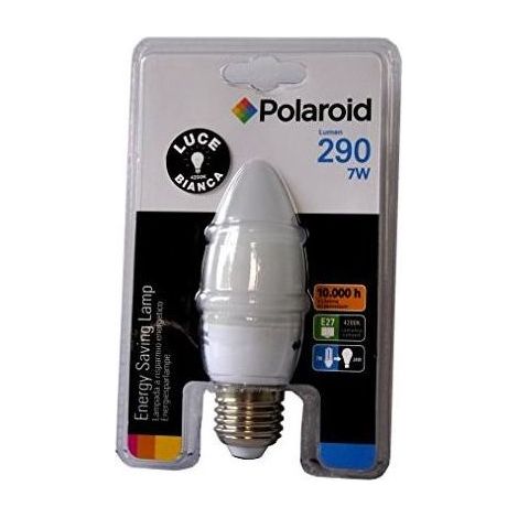 Polaroid 610-819099 Lampadina a Basso Consumo Candela E27 7W 290 lm equivalente 28W luce bianca neutra 4200K