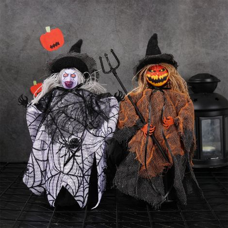 Décoration Halloween - Figurine Citrouille et Fantôme en Tissu et Plastique - Décor Bureau Bureau Maison Fête - Lot de 1 (1/5)