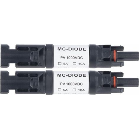 Lot de 2 Pièces de Connecteur PV Solaire 1000 V Diode Anti-retour Intégrée IP68 étanche pour Connexion Panneau Solaire(10A) (1/4)