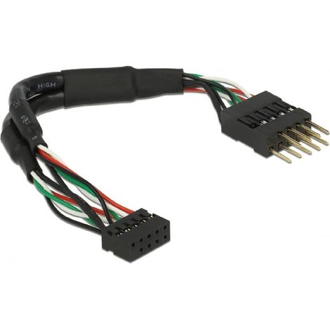 41977 Rallonge Cable USB 2.0 interne Delock (10 broches) 12cm (Noir)
