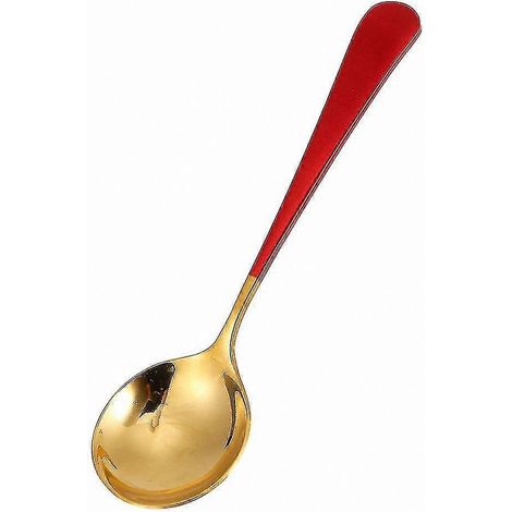 Ensemble de 5 cuillères à soupe pour enfants en acier inoxydable, adaptées à la cuisine domestique, rouges, 113 ml (4 onces) (1/5)