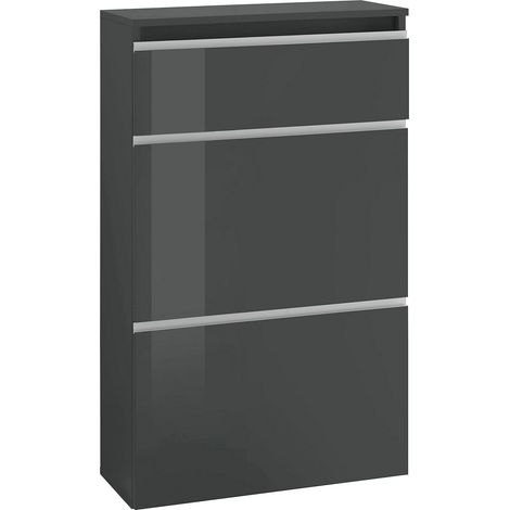 Scarpiera 2 Ante e 1 Antina a Ribalta 110x40x47,7 cm Magic Antracite Lucido (1/5)