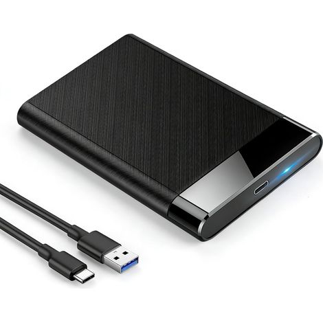 External Hard Drive Enclosure 2.5 Inch USB3.1 to SATA HDD/SSD Enclosure 6Gbps Gen2 7mm/9.5mm SSD Enclosure UASP & Trim Accelerated Tool-Free with USB C Cables (Black)
