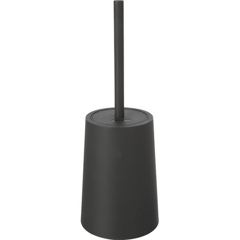 Porta scopino wc da appoggio in plastica grigia dal design tondo (1/4)