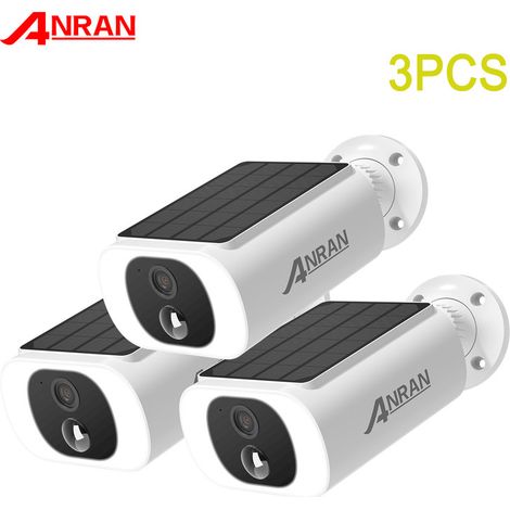 Cámara de vigilancia exterior inalámbrica WiFi solar, 3MP, audio bidireccional, detección de movimiento PIR, compatible con Alexa ANRAN C3 - 3 unidades (1/5)