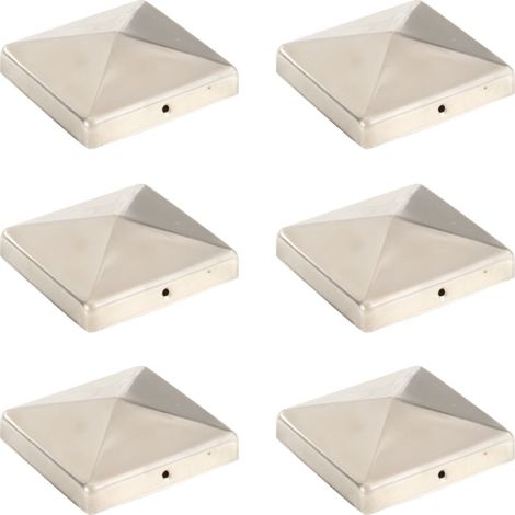 Bouchons de poteau de clôture pyramidaux 6 pcs Inox 101x101 mm vidaXL (1/5)