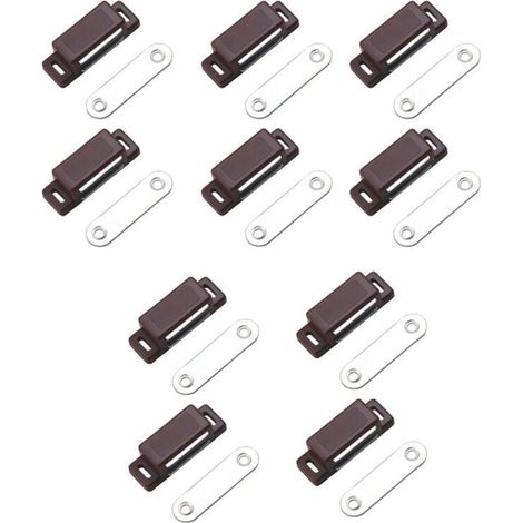 Loqueteau magnétique puissant – force de maintien 4kg – lot de 10 - brun – aimant porte – loqueteau aimant – aimant placard – aimant porte de placard (1/5)