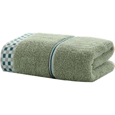 Pure cotton face towel - 70 x 140 cm - Extra large - Soft - Lint-free - Absorbent for hands and body - For bathroom, gym and spa - Blue, green, grey (green) (1/5)