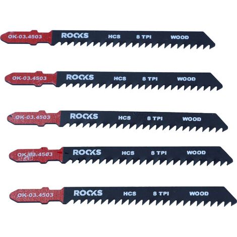 Lame per Seghetto Alternativo ROOKS HCS Tipo T per Legno 100 mm 8 TPI – Set 5 Pezzi (OK-03.4503)