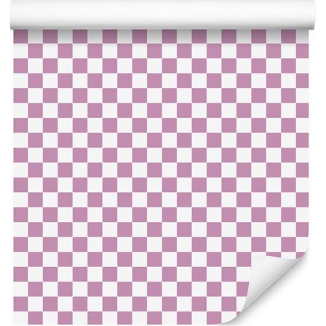 Papier peint à damier blanc et rose poudré pour salon et chambre 50x1000 cm (1/5)