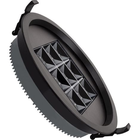 Downlight LED 30W Circolare Aero UGR13 Foro Ø 205 mm Nero 6000K Bianco Freddo