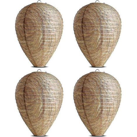 Leurre de nid de guêpes 4 pièces – En papier non toxique – Dissuasion efficace pour frelons et abeilles – Résistant aux intempéries