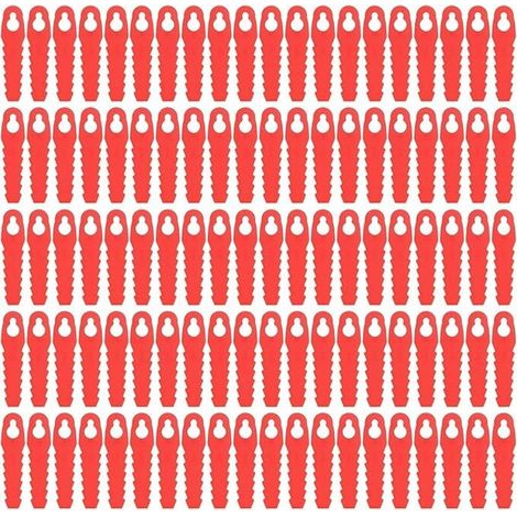 Lames De Rechange en Plastique, 100 Pièces pour Tondeuse à Gazon De Cour, Lames De Tête De Coupe De Rechange, 85Mm, Accessoires De Tondeuse à Gazon De Jardin (Rouge) (1/5)