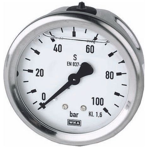 Riegler Manomètre à glycérine Acier CrNi G 1/4 arrière centré 0 - 10 bar Ø 63 mm - 102149