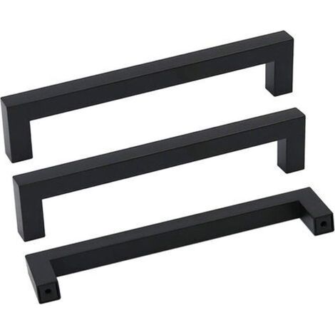 Lot de 10 Poignées de Meuble en Acier Inoxydable de 160 mm Poignées de Tiroir Style Moderne pour Commode Armoire Porte Noir (1/5)