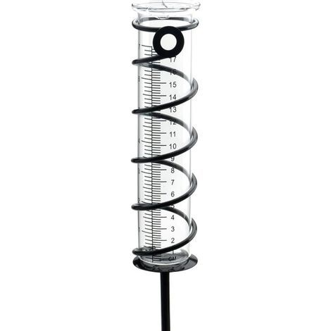 Pluviomètre extérieur en Verre, Pluviomètres en Verre avec Piquet en Métal Pluviomètre Exterieur Pluie Tube de Mesure Pluviomètre de Jardin en Verre avec échelle Claire (1/4)