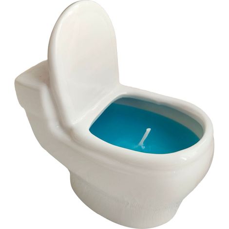 Bougie Parfumée Style Toilette - Arôme Riche et Romantique, Élimine les Mauvaises Odeurs, Décoration pour Chambre, Bureau ou Bar, Bleue (1/5)