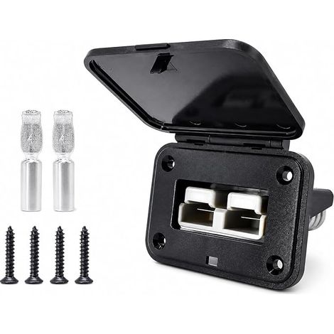 Conector de batería Alrens 120A - Conector rápido con marco de montaje empotrado - Compatible con conectores Anderson para autocaravanas, caravanas, barcos e instalaciones solares. (1/5)