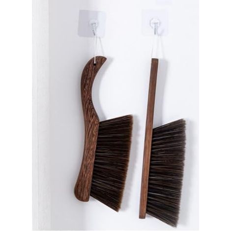 Balai à main, brosse de lit, brosse à main en crin de cheval avec poignée en bois, brosse de lit étendue, pour voiture, lit, canapé (1/5)