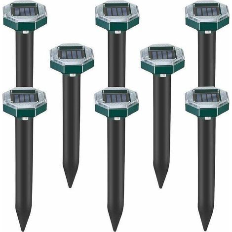 Lot de 8 pics repulsifs a ultrasons pour taupes, serpents et campagnols a energie solaire pour pelouse, jardin et cour, repulsif a sardines,de (1/5)