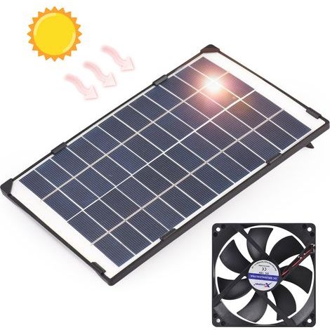 Mini ventilateur à énergie solaire 6W Ventilateur d'échappement 12V pour petit chien de chien house poulet coopératives à serre avec un cable de 3 mètres de long (1/5)