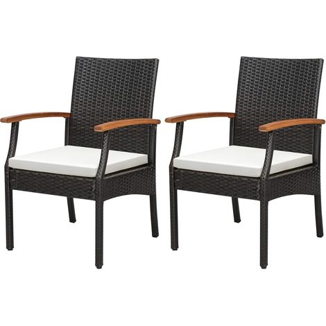 COSTWAY Set di 2 Sedie da Giardino in Rattan, Poltrona da Esterno in Rattan PE con Cuscino con Cerniera, Capacità 180 kg, per Giardino Balcone Piscina (57 x 61 x 89 cm, Modello H) (1/5)