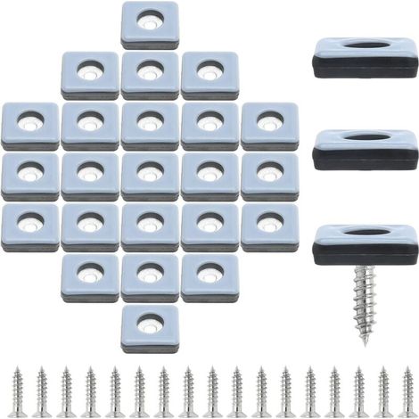 Lot de 26 vis pour glissières de meubles carrées (gris) pour pieds de chaise et protections de plancher en bois dur (1/5)