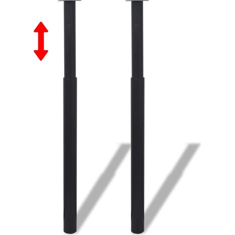 Teleskopfuß Set - 2 x Teleskopfuß Tischfuß Stützfuß Tischbein Schwarz 710 mm-1100 mm - Teleskopfuß 710 mm-1100 mm (1/5)