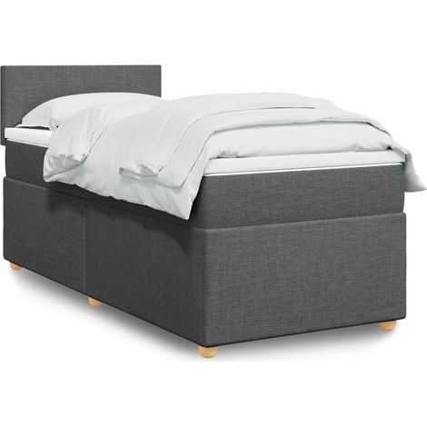 Boxspringbett mit Matratze Dunkelgrau 80x200 cm Stoff