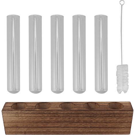 Glass Plant Propagation Station, Tubes, Desktop Terrarium with Wooden Stand, Mini Test Tube, Home Decoration 5 (1/5)