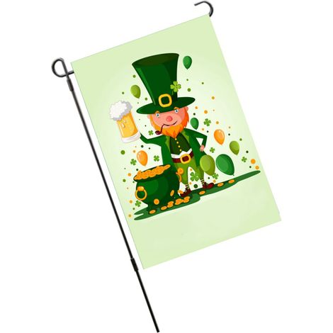 St. Patrick's Day Gartenflagge, doppelseitig, strapazierfähig, waschbar, Gartenflagge, Außendekoration für Terrasse, Veranda, Balkon, Garten, Rasen S012 (1/5)