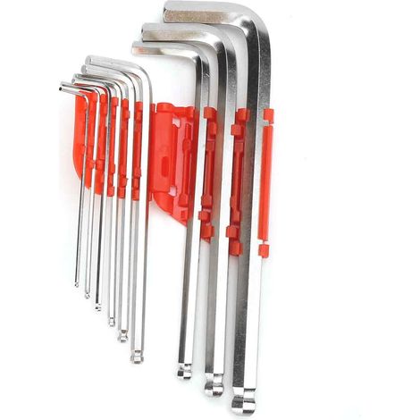 Set mit 9 Innensechskantschlüsseln, Kombinationsschlüssel, Schraubendreher aus Chrom-Vanadium-Stahl, Reparaturwerkzeug, 1 Koffer (1/5)